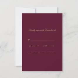 Elegante Script Gold & Burgundy RSVP Card