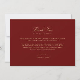 Elegante Script Gold & Deep Red Gracias Tarjeta