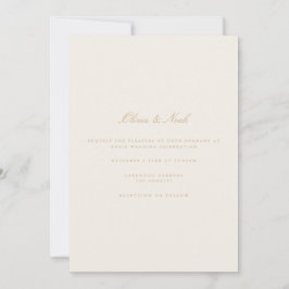 Elegante Script Gold Marfil Wedding Tarjeta de inv