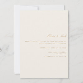 Elegante Script Gold Marfil Wedding Tarjeta de inv