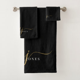 Elegante Script Gold Monograma Iniciales Nombre Ne