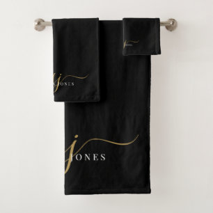 Elegante Script Gold Monograma Iniciales Nombre Ne