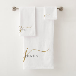 Elegante Script Gold Monograma Nombre de Iniciales