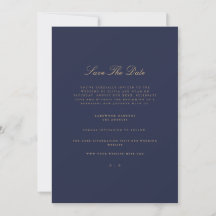 Elegante Script Gold & Navy Guardar la tarjeta de 