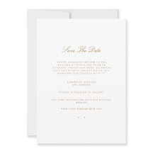 Elegante Script Gold & White Guardar La Tarjeta De