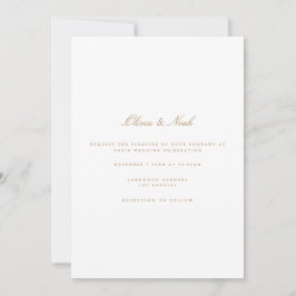 Elegante Script Gold White Wedding Tarjeta de invi
