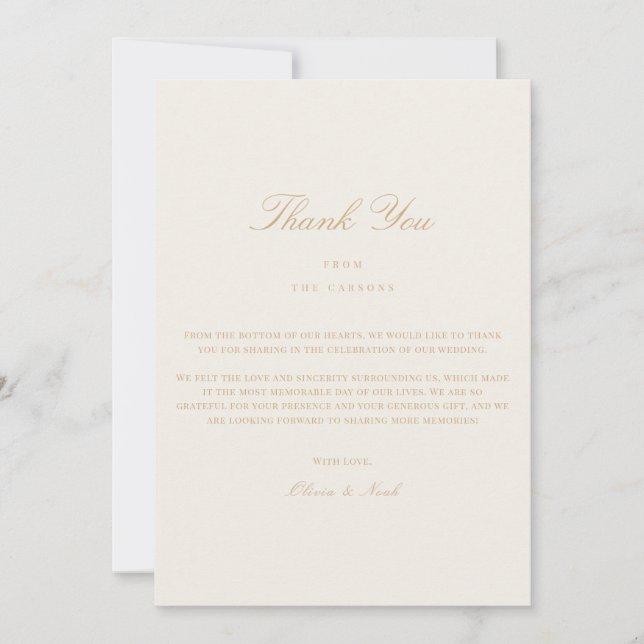 Elegante Script Gold y Tarjeta de agradecimiento d (Anverso)