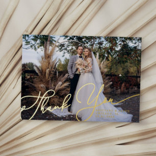 Elegante Script Gracias Tarjeta Boda de fotos