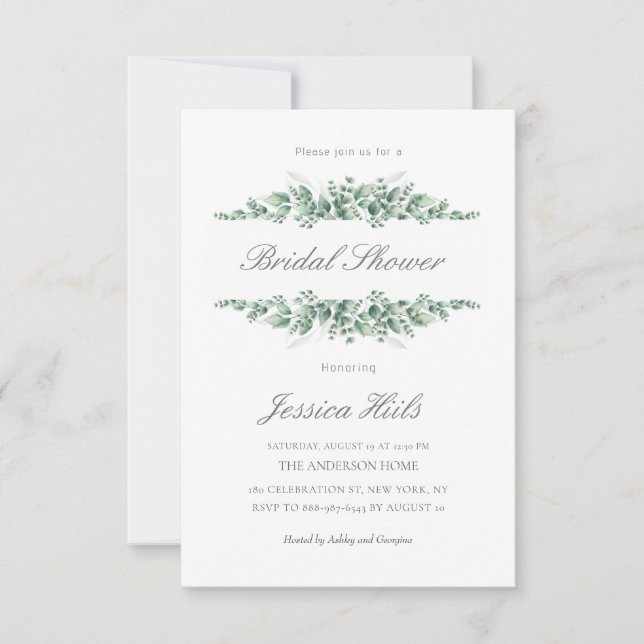 Elegante Script Invitación a ducha de novia (Anverso)