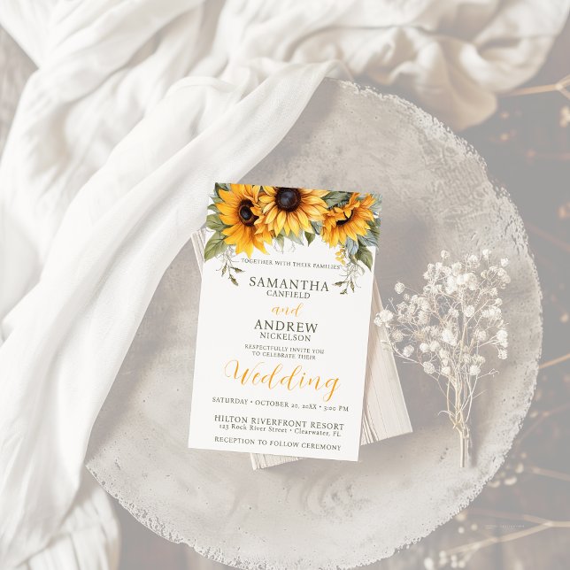 Elegante Script Invitación a la boda de girasoles (Subido por el creador)