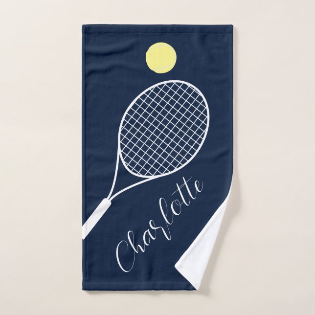 Elegante Script Jugador Nombre Club de Tenis (Toalla de mano)