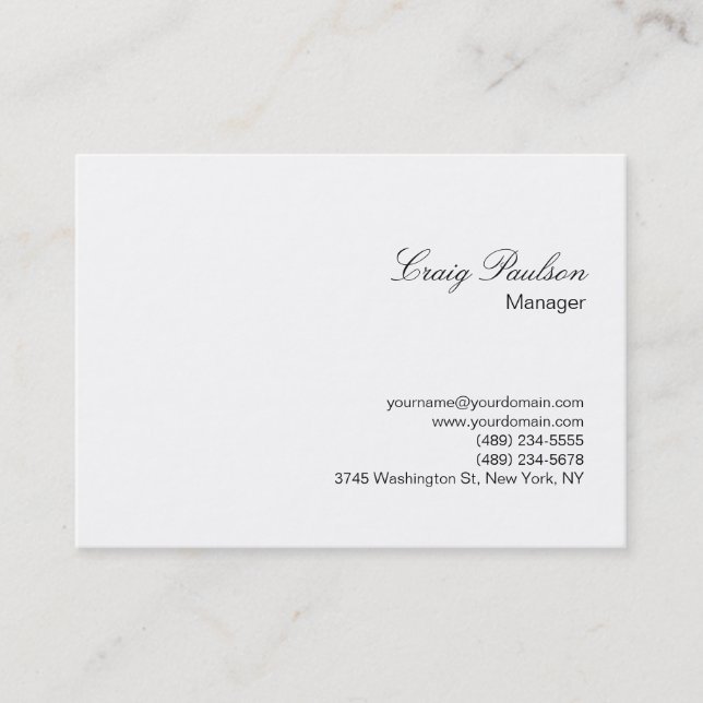 Elegante Script Llanto Blanco Chubby Tarjeta de pr (Anverso)