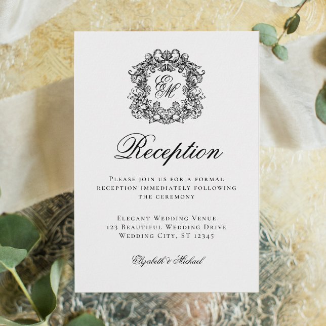 Elegante Script Monograma Escudo Recepción de boda (Subido por el creador)