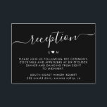 Elegante Script Monograma Recepción de la boda neg<br><div class="desc">Sencilla Tarjeta De Recepción De Boda Negra Con Guión Letrado A Mano Minimalista. Con el nombre de la pareja con un motivo de amor.</div>