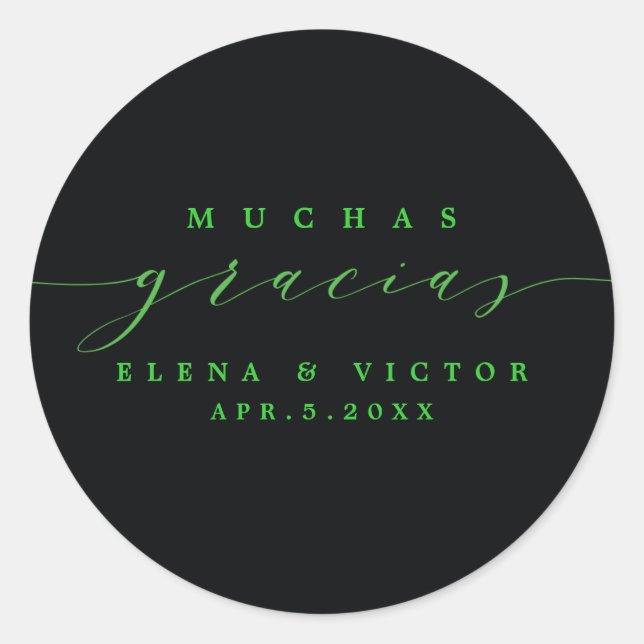 ELEGANTE SCRIPT MUCHAS GRACIAS | GRACIAS PEGATINA (Anverso)