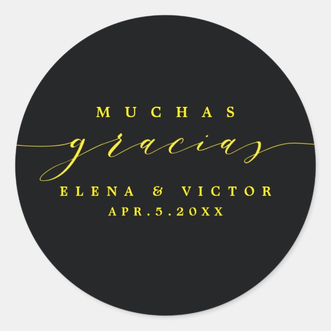 ELEGANTE SCRIPT MUCHAS GRACIAS | GRACIAS PEGATINA (Anverso)