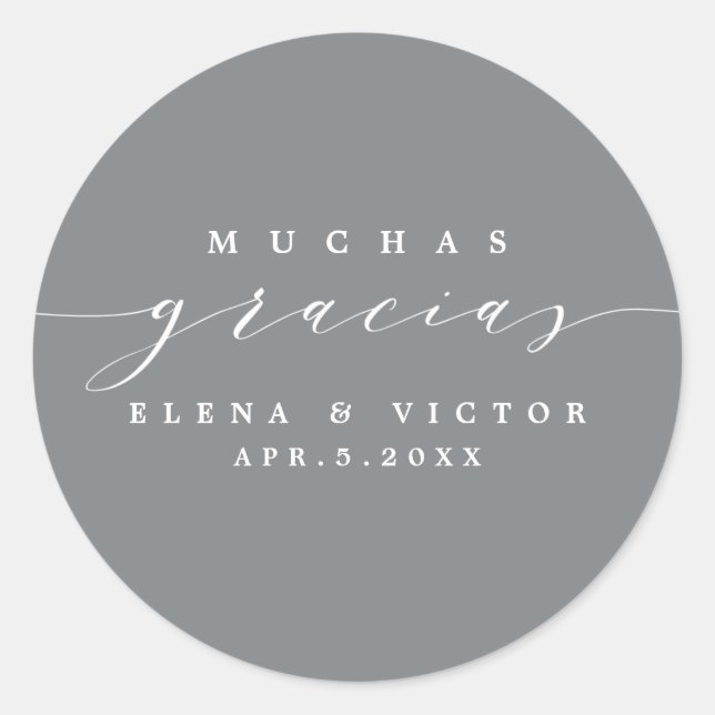 ELEGANTE SCRIPT MUCHAS GRACIAS | GRACIAS PEGATINA (Anverso)