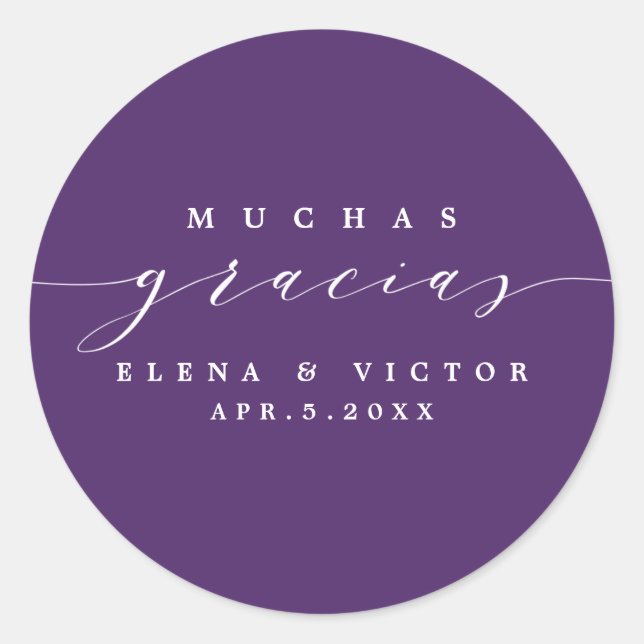 ELEGANTE SCRIPT MUCHAS GRACIAS | GRACIAS PEGATINA (Anverso)