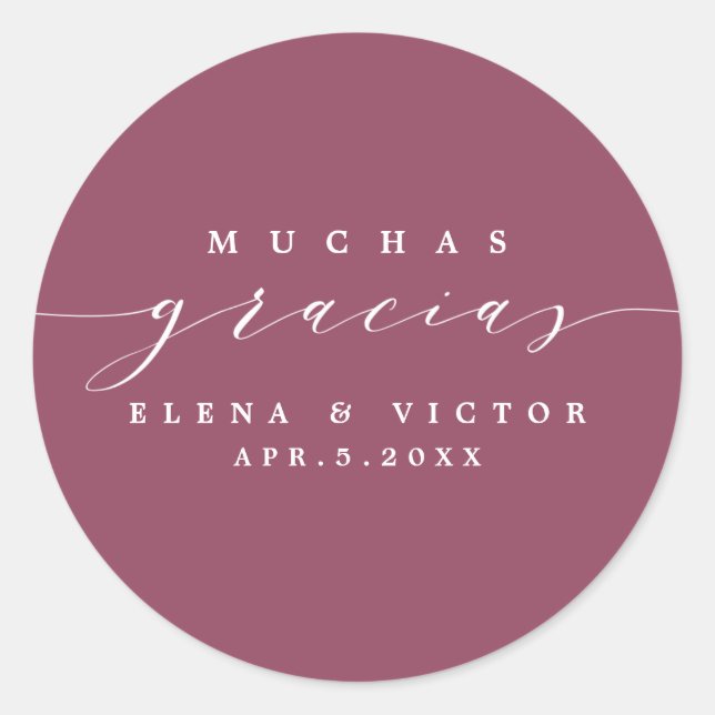 ELEGANTE SCRIPT MUCHAS GRACIAS | GRACIAS PEGATINA (Anverso)
