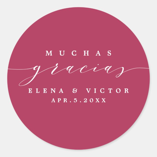 ELEGANTE SCRIPT MUCHAS GRACIAS | GRACIAS PEGATINA (Anverso)