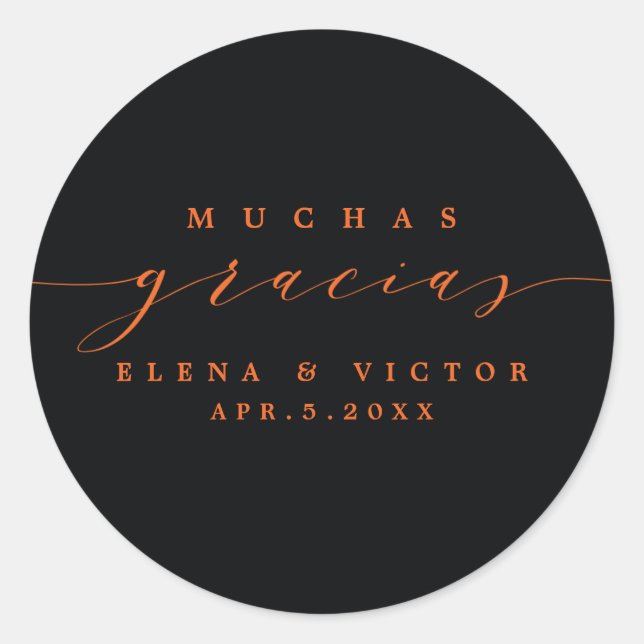 ELEGANTE SCRIPT MUCHAS GRACIAS | GRACIAS PEGATINA (Anverso)