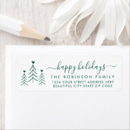 Elegante Script Navidades Pine Etiqueta De Direcci
