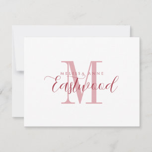 Elegante Script Nombre Tarjeta de nota plana de Mo