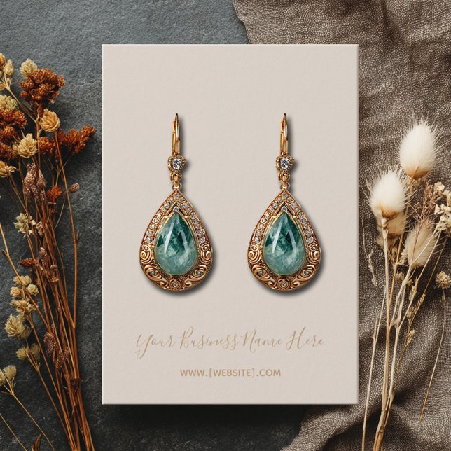 Elegante Script Pale Champagne Earring Card (Subido por el creador)