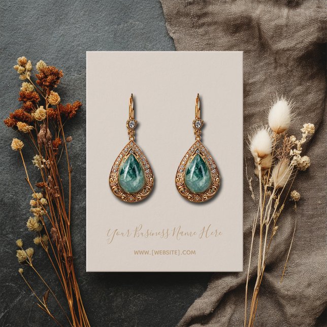 Elegante Script Pale Champagne Earring Card (Subido por el creador)