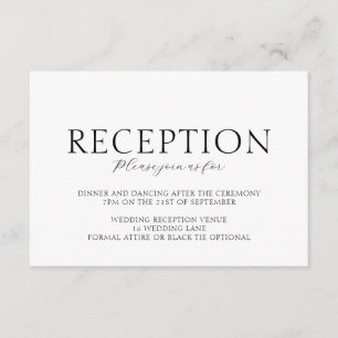Elegante Script Recepción de la boda blanca y negr