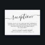Elegante Script Recepción sencilla de boda Minimal<br><div class="desc">Sencilla tarjeta de recepción con manuscrito Minimalista elegante y manuscrito negro y blanco de la boda.</div>