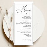 Elegante Script Rubor Simple Boda Menú de cena<br><div class="desc">Diseñada para coordinar con nuestra colección de bodas de guiones románticos,  esta tarjeta de menú de personalizable presenta un texto de caligrafía de guión amplio,  combinado con un tipo de letra serif elegante en negro con un fondo de color dorado con un monograma de personalizable. Elementos coincidentes disponibles.</div>