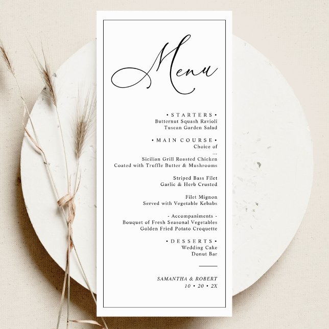Elegante Script Rubor Simple Boda Menú de cena (Subido por el creador)