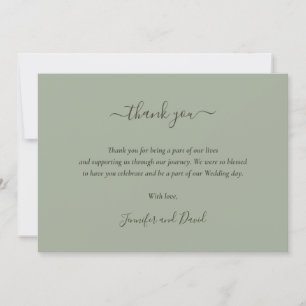Elegante Script Sage Green Tarjeta de agradecimien