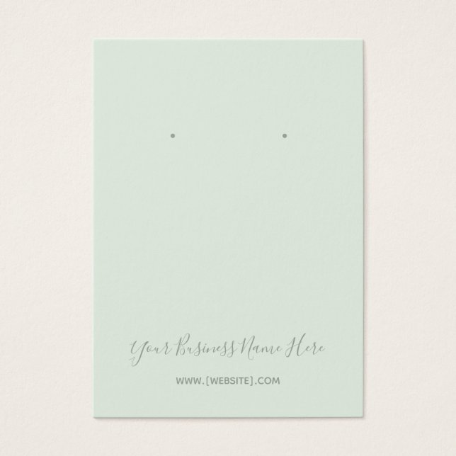 Elegante Script Sage Mint Green Earring Card (Frente)