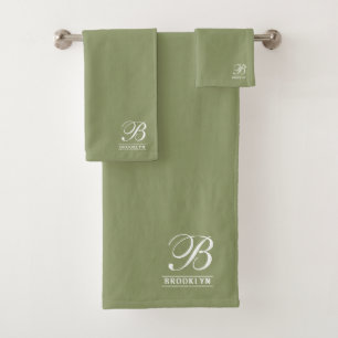 Elegante Script Serif Monograma Sage Green