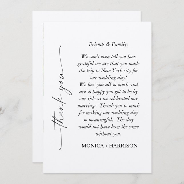 Elegante Script Tarjeta de agradecimiento con foto (Anverso / Reverso)