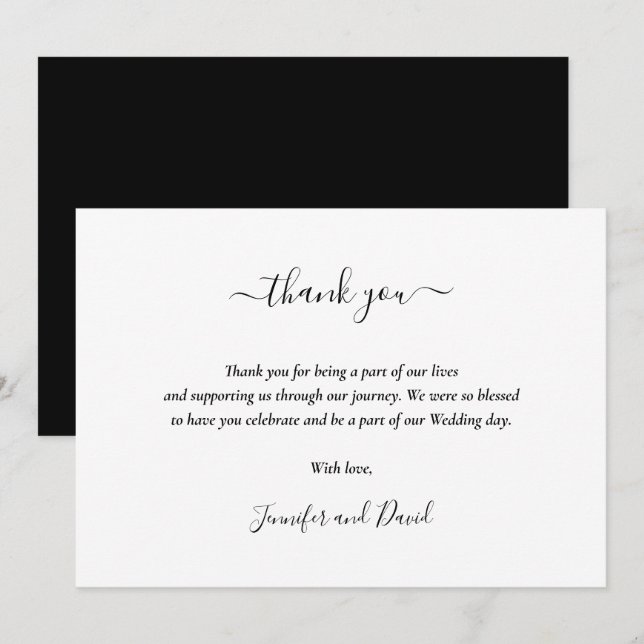 Elegante Script Tarjeta de agradecimiento en blanc (Anverso / Reverso)