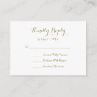 Elegante Script Tarjeta RSVP Blanco Oro