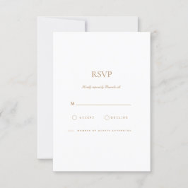 Elegante Script Tarjeta RSVP de Oro y Blanco