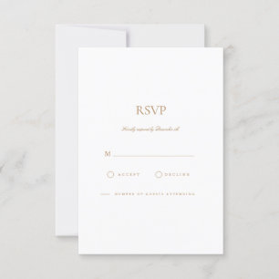 Elegante Script Tarjeta RSVP de Oro y Blanco