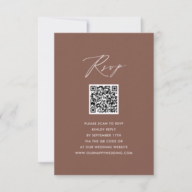 Elegante Script Terracotta Simple QR Wedding RSVP (Anverso)