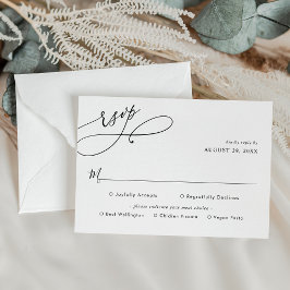 Elegante Script Wedding Rsvp con tarjeta de opcion