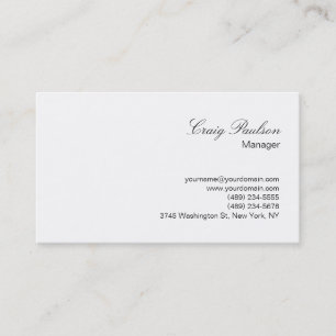 Elegante Script White Plain Tarjeta de visita simp