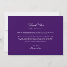 Elegante Script White & Purple Tarjeta de agradeci