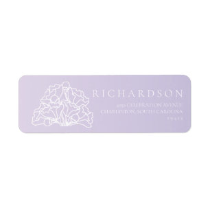 Elegante Sello de Boda Minimalista morado floral