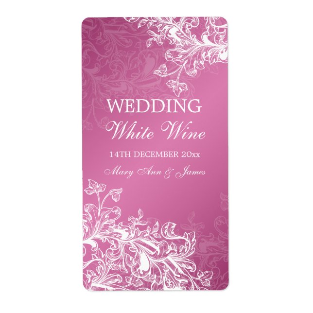 Elegante Sello de Boda Vino Vintage Swirls Rosa (Frente)