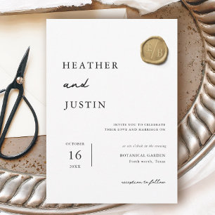 Elegante Sello de Cera de Oro Invitación de Boda Ú