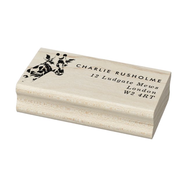 Elegante sello de goma y nombre de jirafa y direcc (Sello)