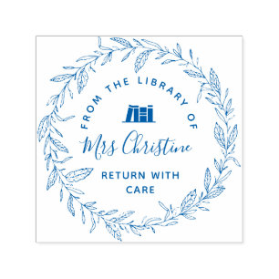 Elegante sello de libro de biblioteca botánica de 